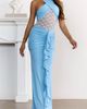 Hello Molly Hello Molly A Midnight Spell Lace Halter Maxi Dress in Light Blue, Women's at Urban Outfitters - 1