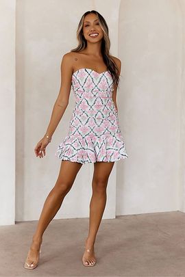 Hello Molly Hello Molly Dance My Way Mini Dress in Green Pink, Women's at Urban Outfitters