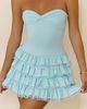 Hello Molly Hello Molly Party All Night Strapless Mini Dress in Blue, Women's at Urban Outfitters - 1