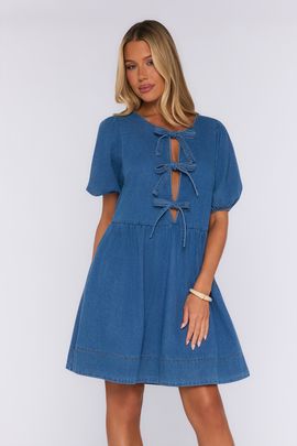 elodie long sleeve mesh mini dress blue Hello Molly Color:Maple