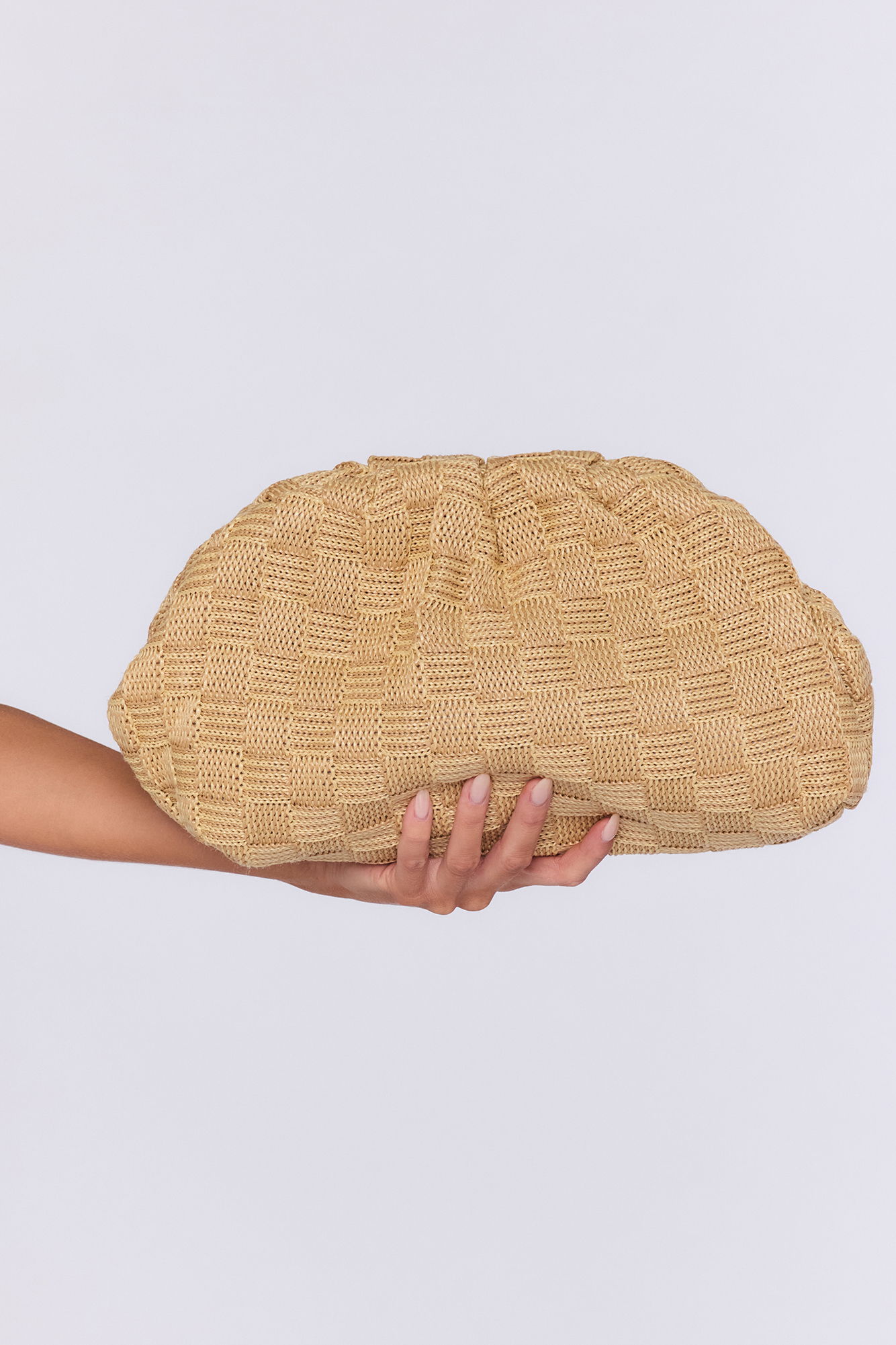 Hello Molly Island Getaway Woven Clutch Beige