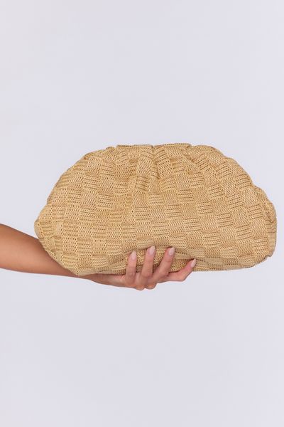 Hello Molly Island Getaway Woven Clutch Beige