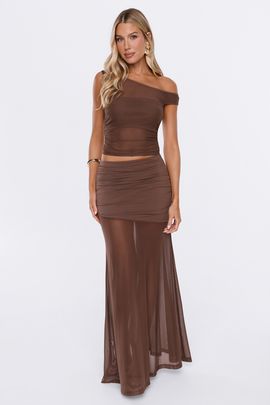 Hello Molly Keep Going Mesh Maxi Skirt Brown