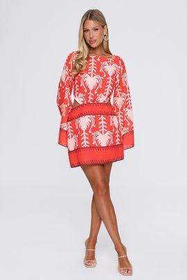 Hello Molly Love At Leisure Long Sleeve Mini Dress Orange