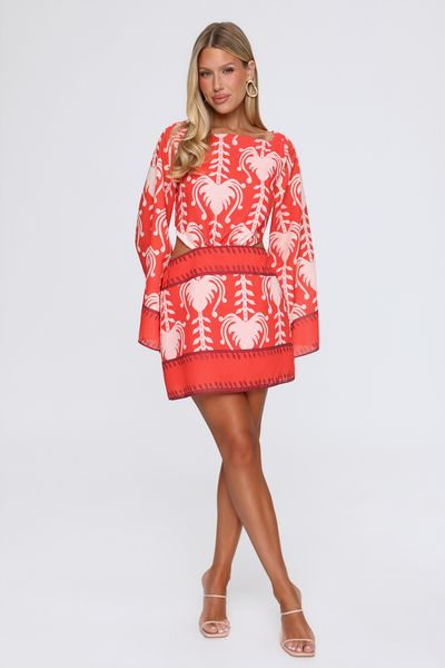Hello Molly Love At Leisure Long Sleeve Mini Dress Orange