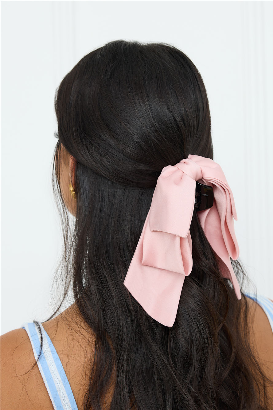Hello Molly Matte Satin Bow Claw Clip Pink