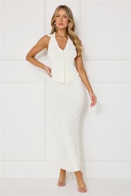 Hello Molly Mayfair Knit Maxi Skirt White