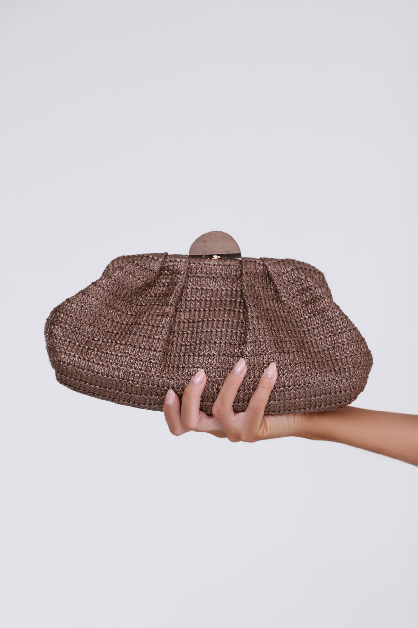 Hello Molly Natural Raffia Clutch Brown
