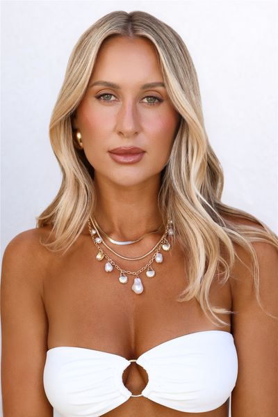 Hello Molly Ocean Pearls Necklace 3pk Gold