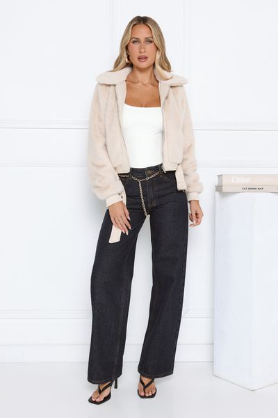 Hello Molly Plush Princess Faux Fur Jacket Cream