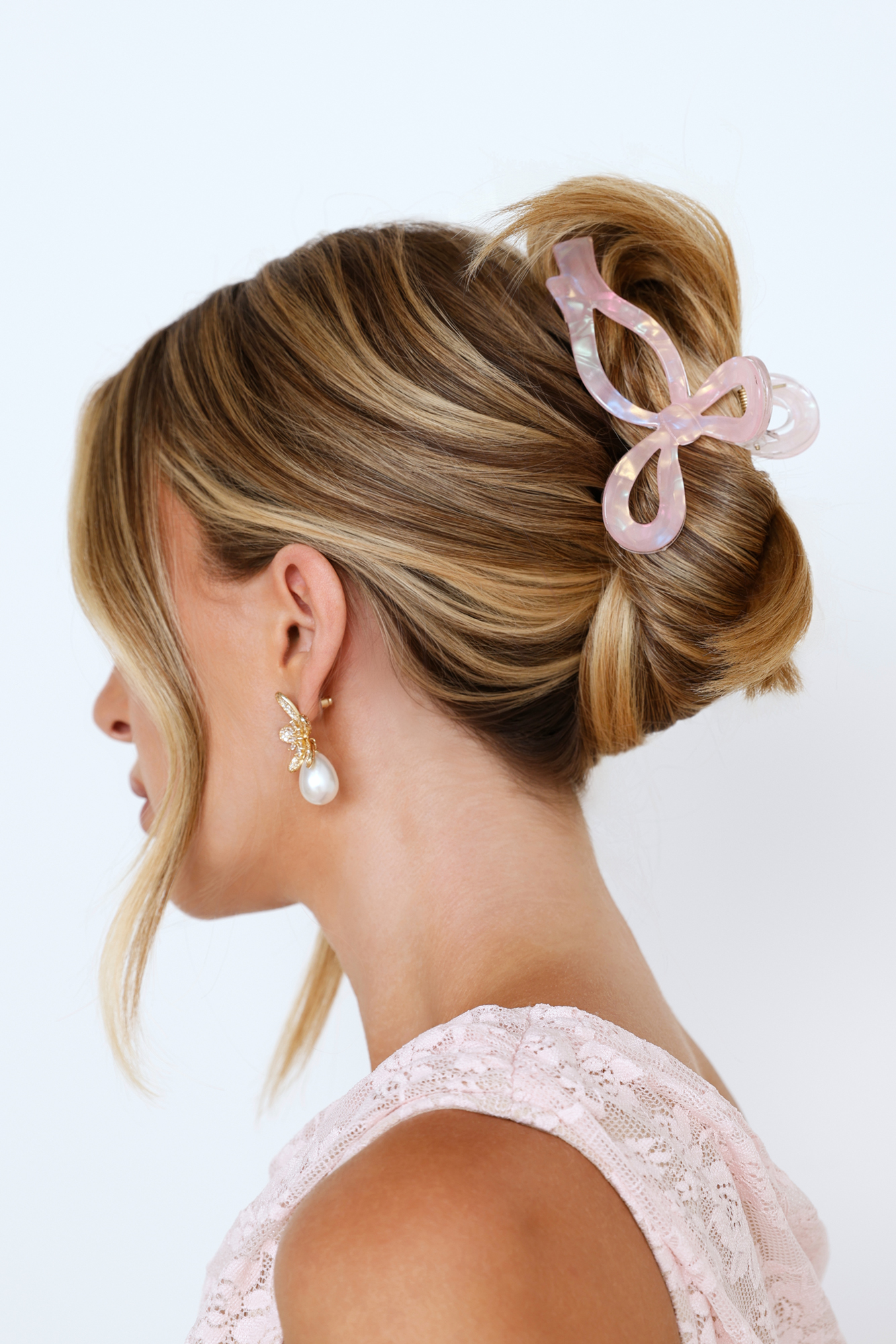 Hello Molly Ribbon Bows Claw Clip Pink