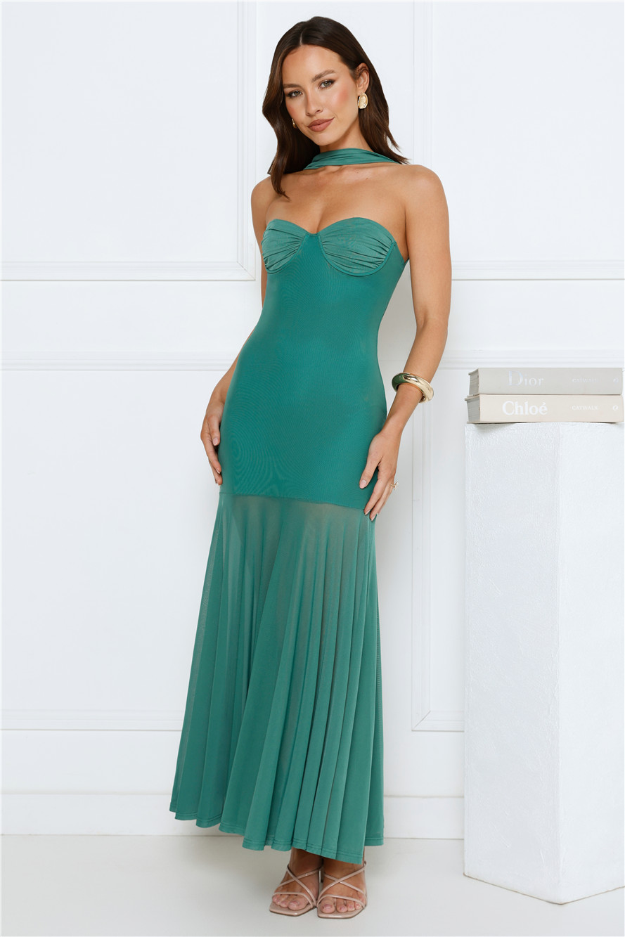 Hello Molly Serene Sway Strapless Maxi Dress Green