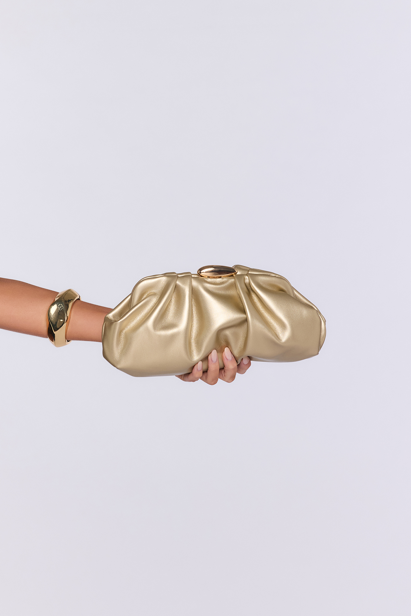 Hello Molly Shimmer And Shine Metallic Clutch Gold