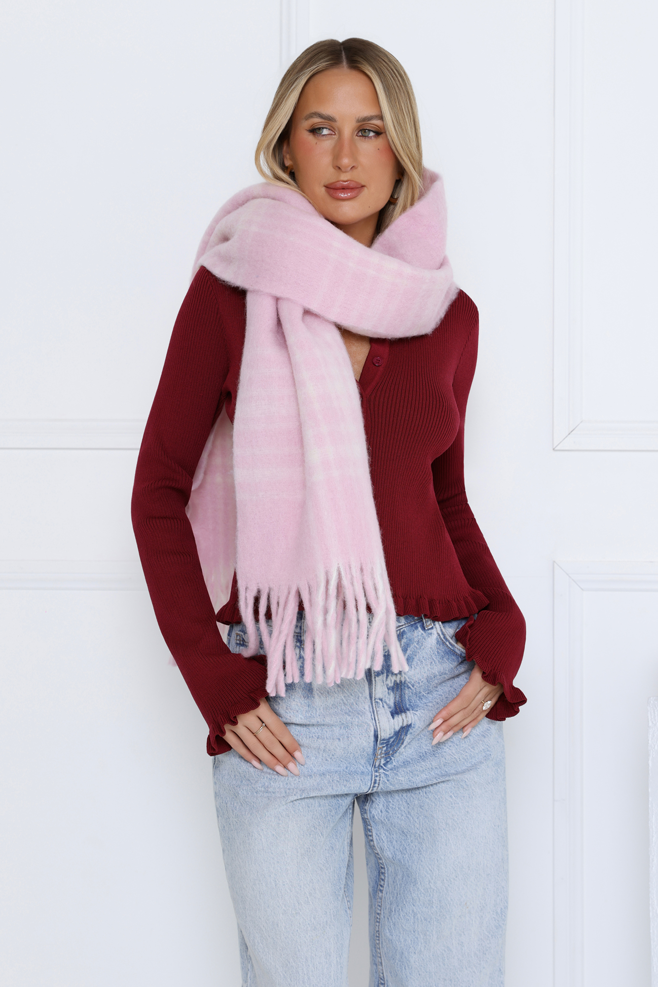 Hello Molly Snowman Glam Scarf Pink