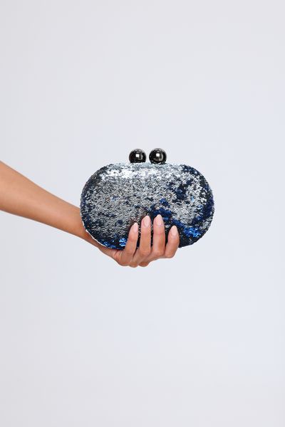 Hello Molly Social Life Sequin Clutch Blue