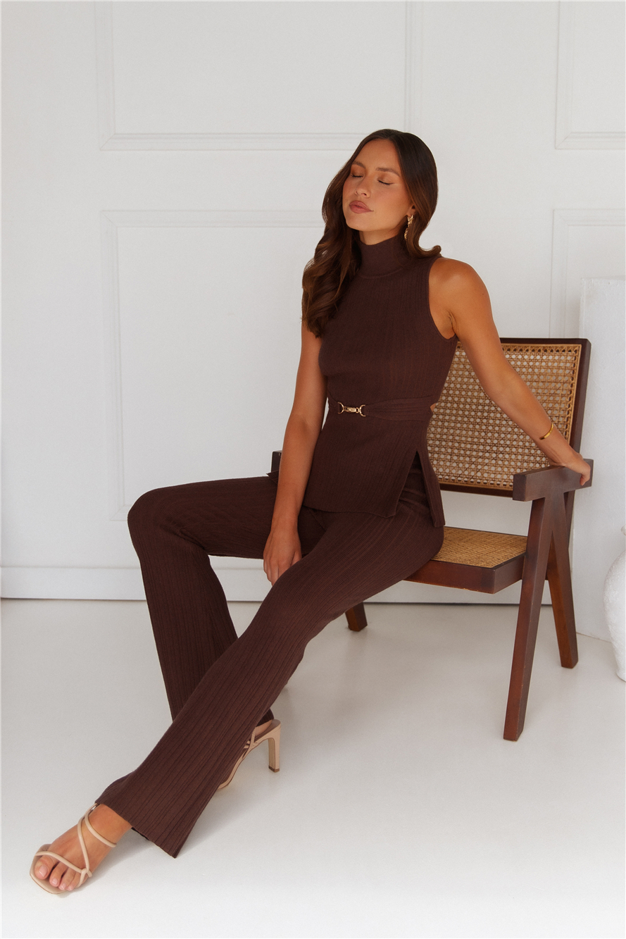 Hello Molly Star Power Ribbed Pants Brown