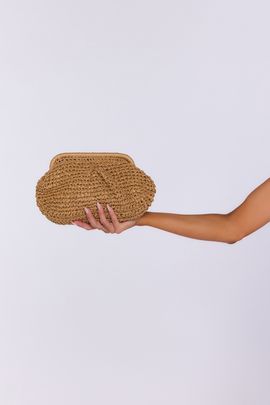 Hello Molly Summer Escape Woven Raffia Clutch Brown