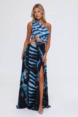 Hello Molly The Good Muse One Shoulder Maxi Dress Blue