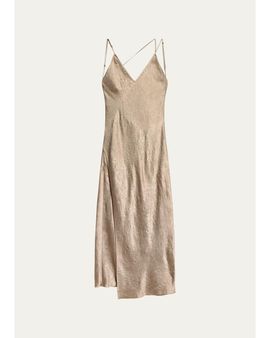 Helmut Lang Crinkled-Effect Midi Slipdress