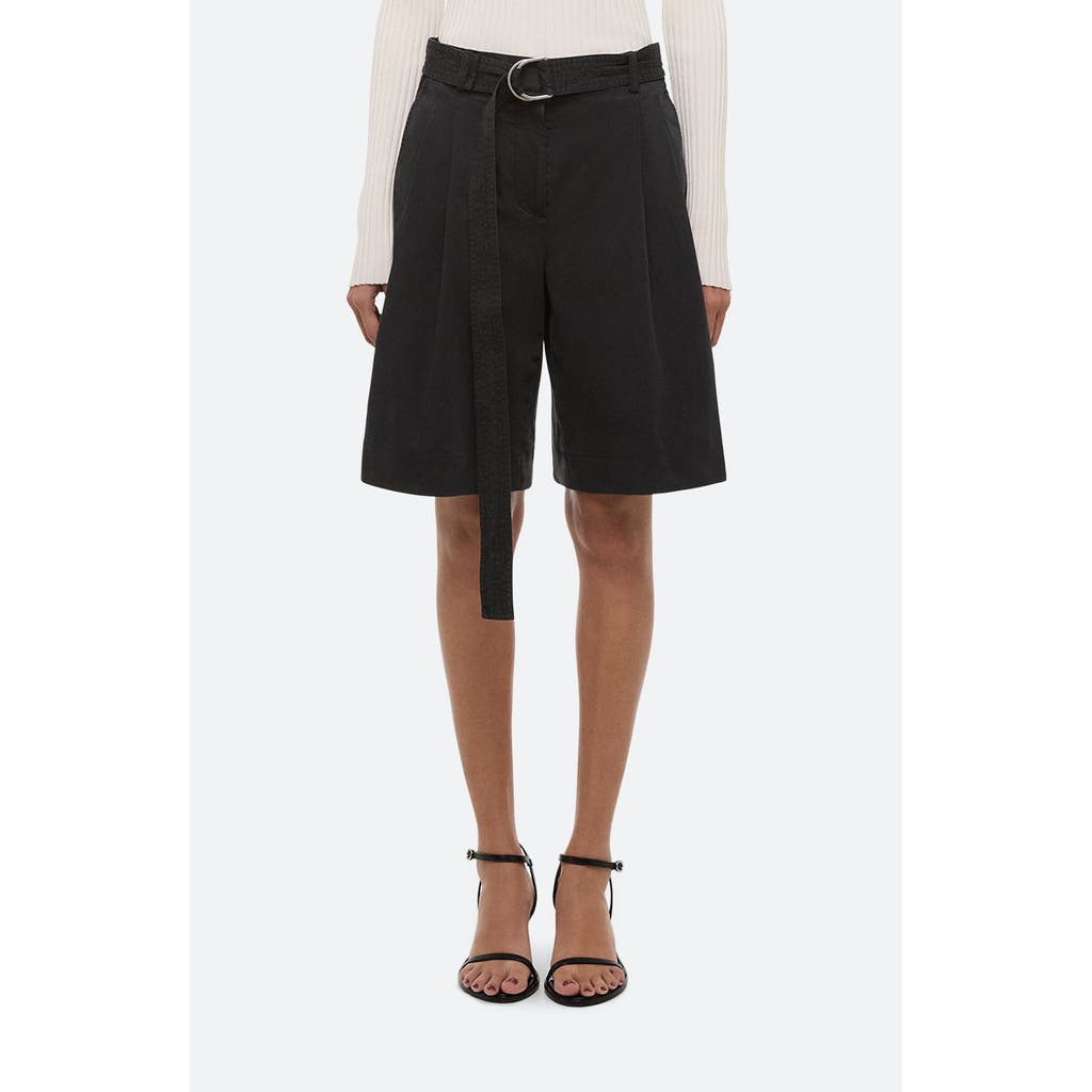 Helmut Lang Helmut Lang Belted Double Pleat Stretch Cotton Shorts