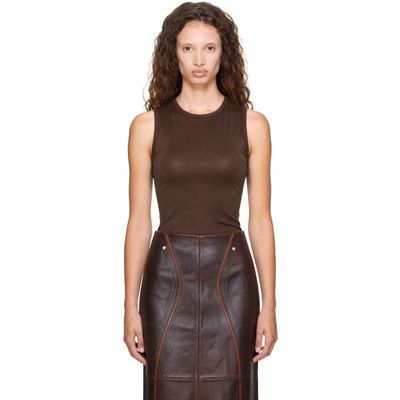 Helmut Lang Helmut Lang Brown Asymmetric Cutout Tank Top