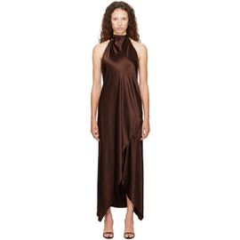 Helmut Lang Helmut Lang Brown Silk Tie Scarf Midi Dress
