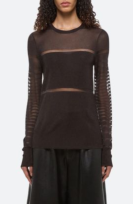Helmut Lang Helmut Lang Burnout Stripe Sheer Top