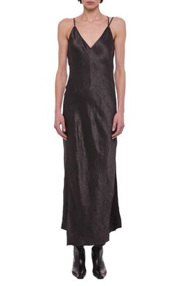 Helmut Lang Helmut Lang Crinkle Satin Maxi Slipdress