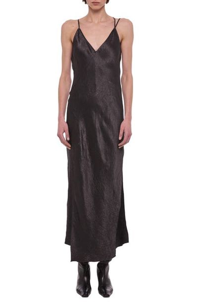 Helmut Lang Helmut Lang Crinkle Satin Maxi Slipdress