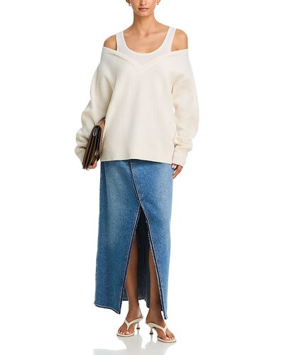 Helmut Lang Helmut Lang Double Layer V Neck Woolen Sweater