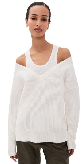 Helmut Lang Helmut Lang Double Layered Wool Sweater Ivory