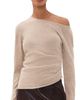 Helmut Lang Helmut Lang Draped Wool Top Oatmeal Melange - 1