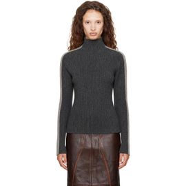 Helmut Lang Helmut Lang Gray Wool Mock-Neck Sweater