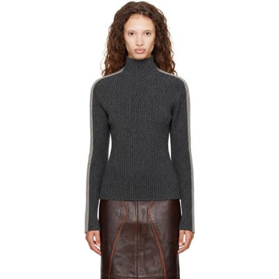 Helmut Lang Helmut Lang Gray Wool Mock-Neck Sweater