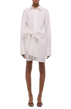 Helmut Lang Helmut Lang Knot Detail Long Sleeve Cotton Shirtdress