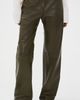 Helmut Lang Helmut Lang Leather Relaxed Bootcut Pants Dark Moss/Black - 2