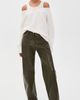Helmut Lang Helmut Lang Leather Relaxed Bootcut Pants Dark Moss/Black - 5