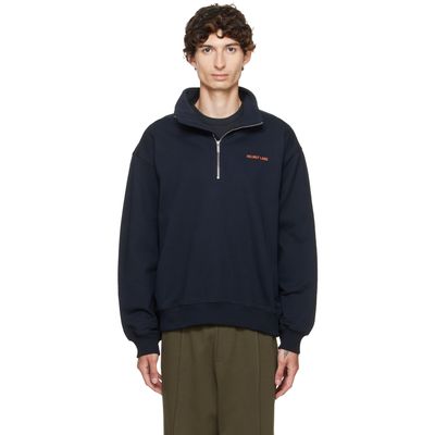 Helmut Lang Helmut Lang Navy Logo Quarter Zip Sweatshirt