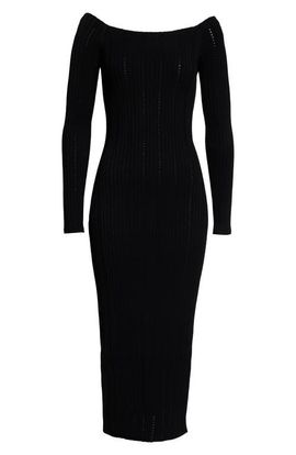 Helmut Lang Helmut Lang Open Rib Long Sleeve Midi Dress
