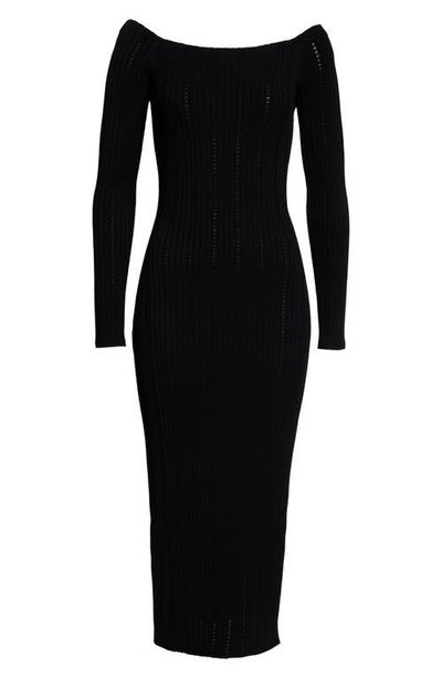 Helmut Lang Helmut Lang Open Rib Long Sleeve Midi Dress