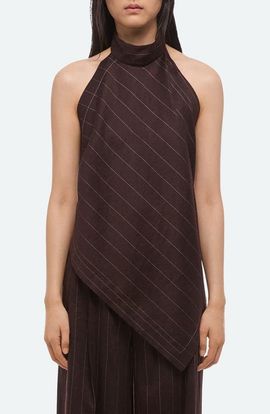Helmut Lang Helmut Lang Pinstripe Linen Blend Scarf Halter Top