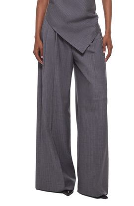Helmut Lang Helmut Lang Pinstripe Linen Blend Wide Leg Pants