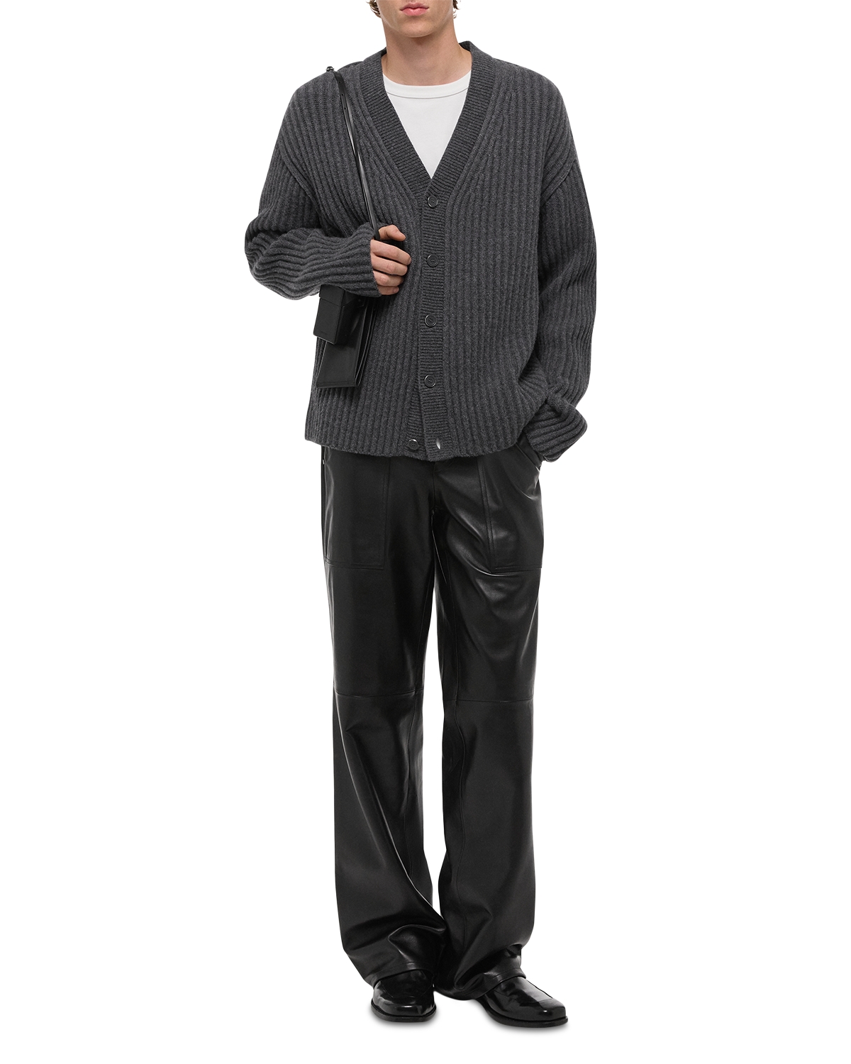 Helmut Lang - Relaxed Fit Ribbed Cardigan Sweater