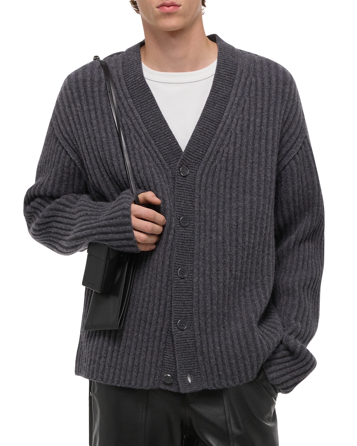 Helmut Lang - Relaxed Fit Ribbed Cardigan Sweater
