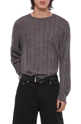 Helmut Lang Helmut Lang Sheer Ribbed Merino Wool Crewneck Sweater