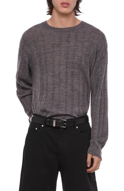 Helmut Lang Helmut Lang Sheer Ribbed Merino Wool Crewneck Sweater