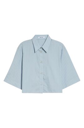 Helmut Lang Helmut Lang Stripe Button-Up Cotton Blend Crop Top