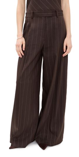 Helmut Lang Helmut Lang Wide Double Pleated Trousers Brown Multi