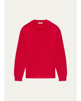 Helmut Lang Men's Cotton Lettuce-Trim Crewneck Sweater