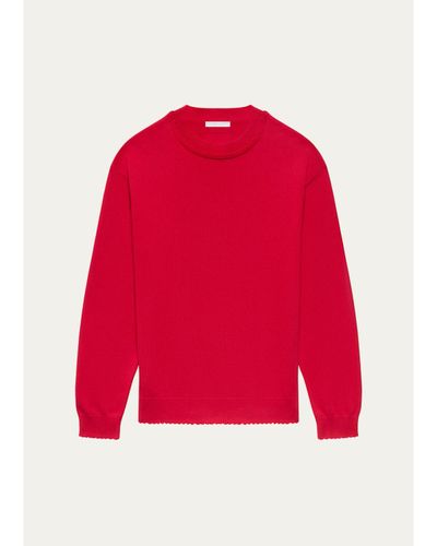 Helmut Lang Men's Cotton Lettuce-Trim Crewneck Sweater